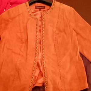 Orange Genuine Leather Halfulrnstein Jacket